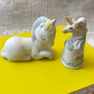 Lot of 2 porcelain bisque Unicorn figurines mini Giftcraft